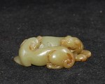 Antikes paar Foo Hunde / Dogs in russet Jade